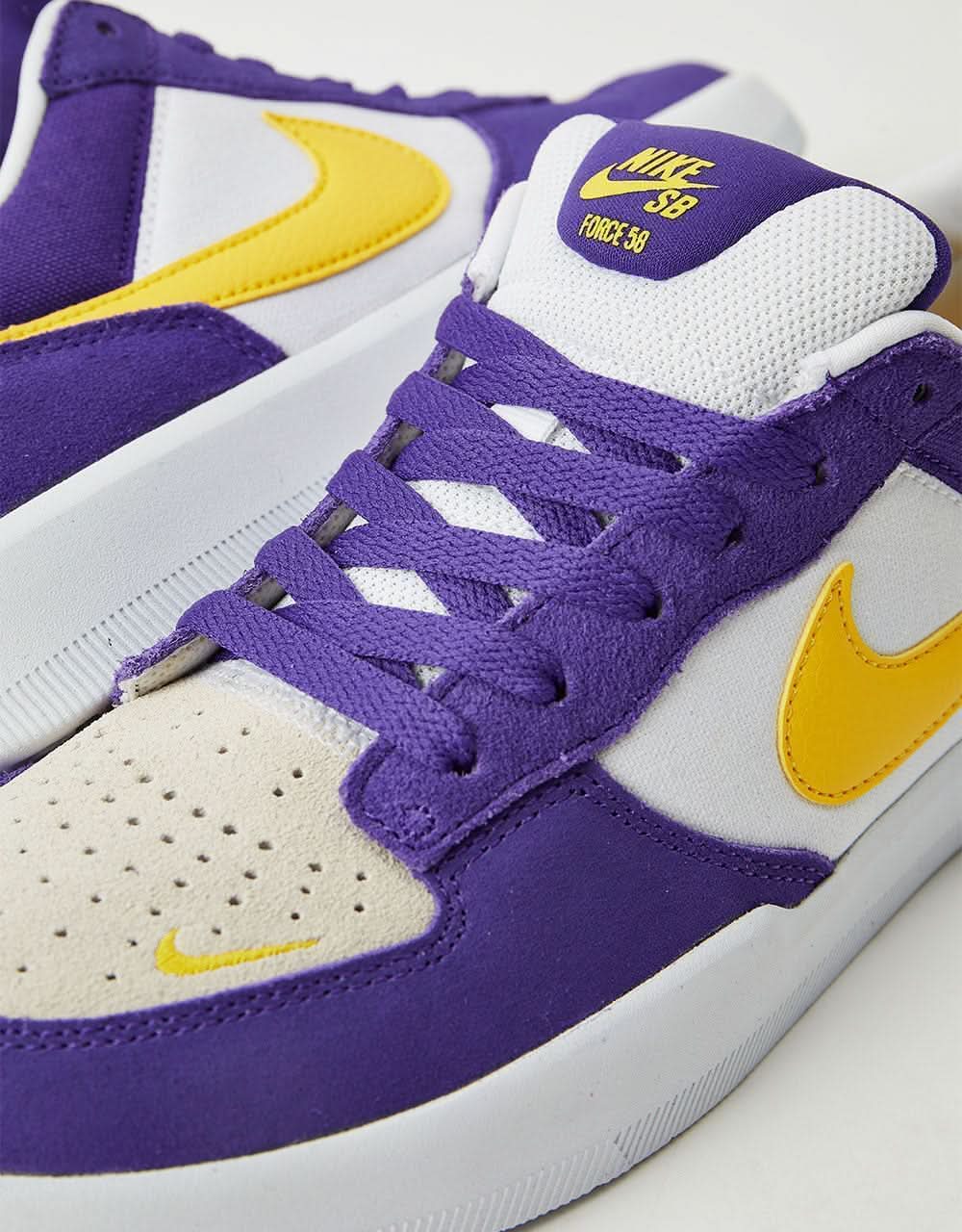 Nike SB Force 58 Skate Shoes - Court Purple/Amarillo-White-White - Image 4