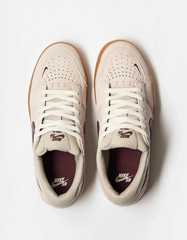 Nike SB Force 58 Skate Shoes - Cream II/Burgundy Crush-Gum Light Brown - Image 2