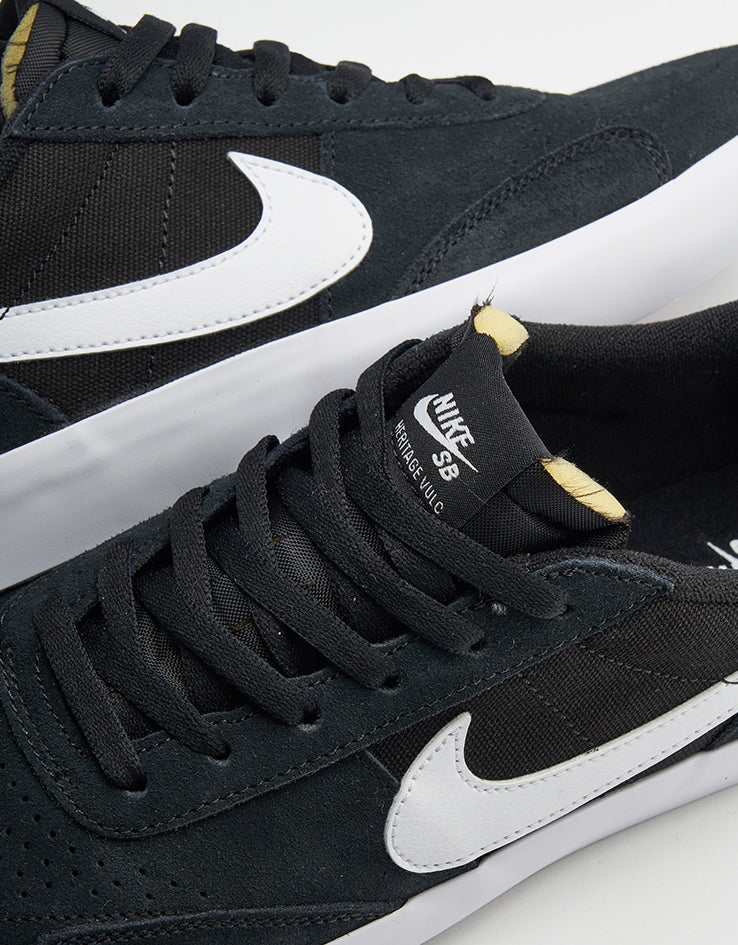 Nike SB Heritage Vulc Skate Shoes - Black/White-Black-White - Image 6