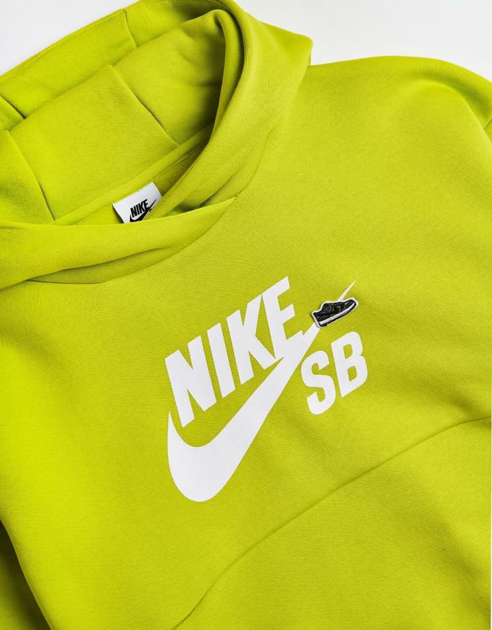 Nike SB Icon Kids Pullover Hoodie - Bright Cactus/White - Image 2