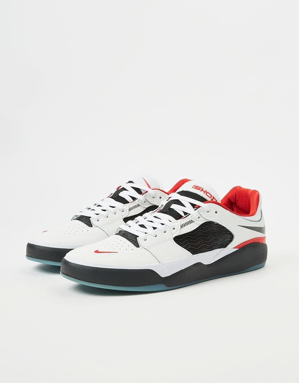 Nike SB Ishod Premium Skate Shoes - White/Black-University Red-Black - Image 2