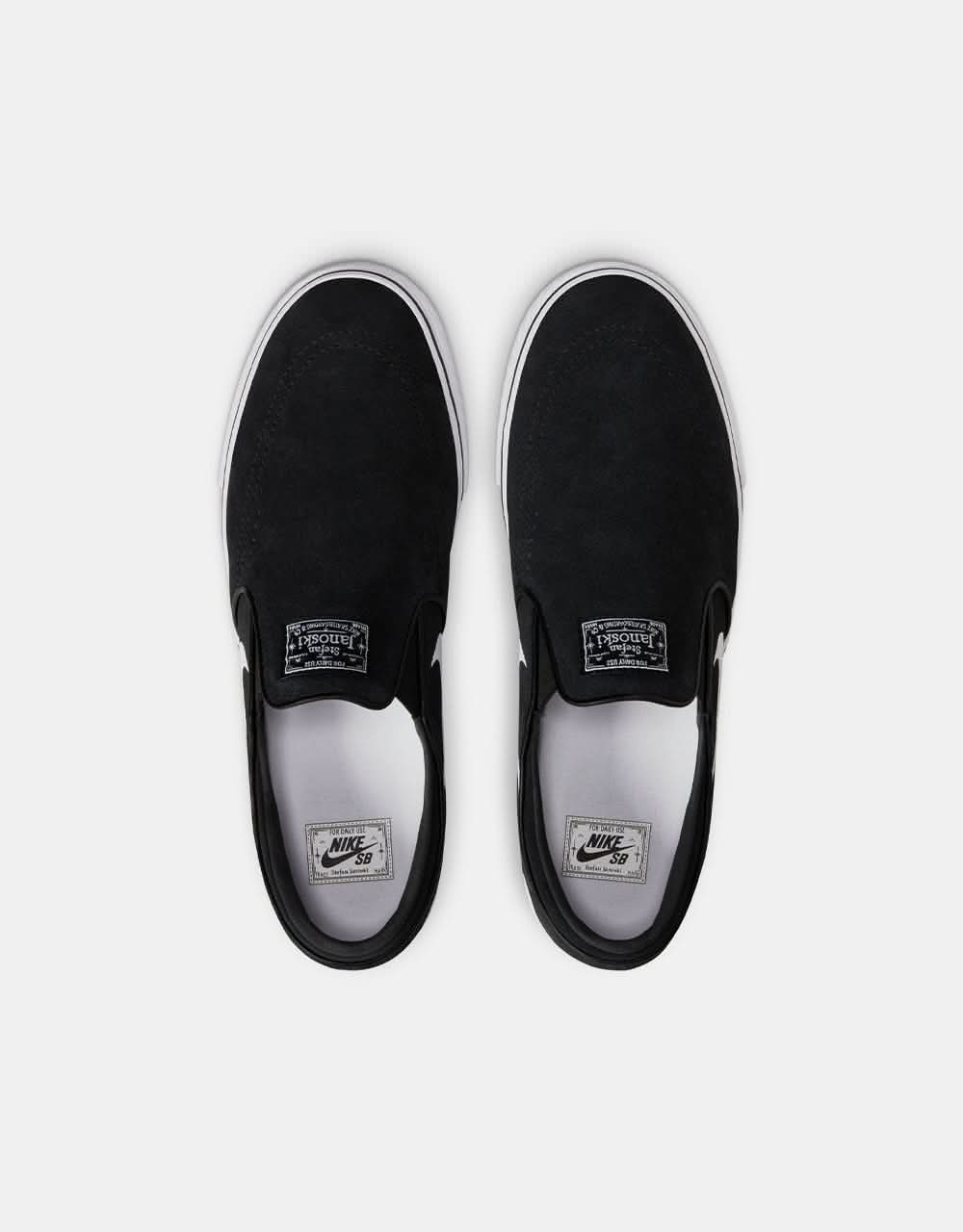 Nike SB Janoski+ Slip Skate Shoes - Black/White-Black-Black-White - Image 3