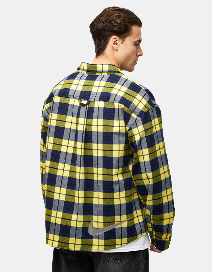 Nike SB Koston L/S Flannel Shirt - Midnight Navy/Speed Yellow - Image 3