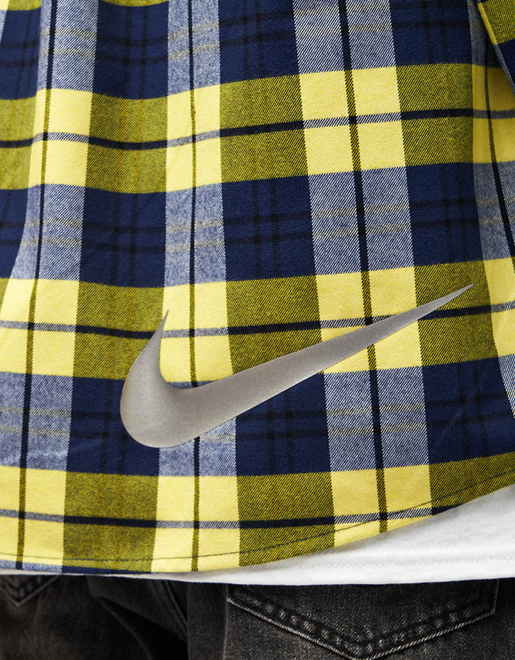 Nike SB Koston L/S Flannel Shirt - Midnight Navy/Speed Yellow - Image 5