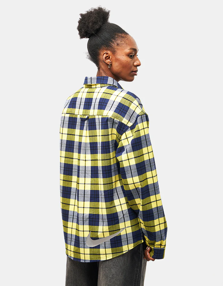 Nike SB Koston L/S Flannel Shirt - Midnight Navy/Speed Yellow - Image 8