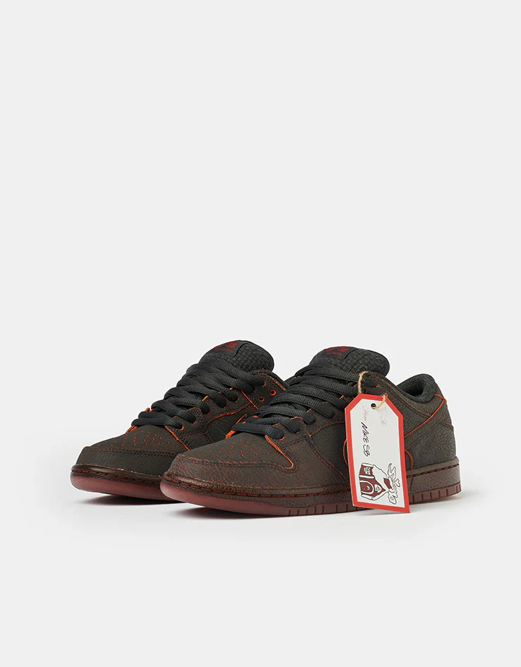 Nike SB 'Krampus' Dunk Low Pro Premium Skate Shoes - Dk Smoke Grey/Campfire Orange-Black - Image 4