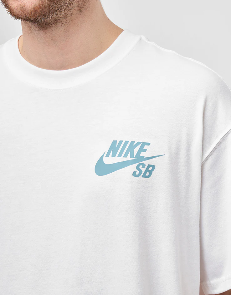 Nike SB Logo T-Shirt - White/Light Blue - Image 3