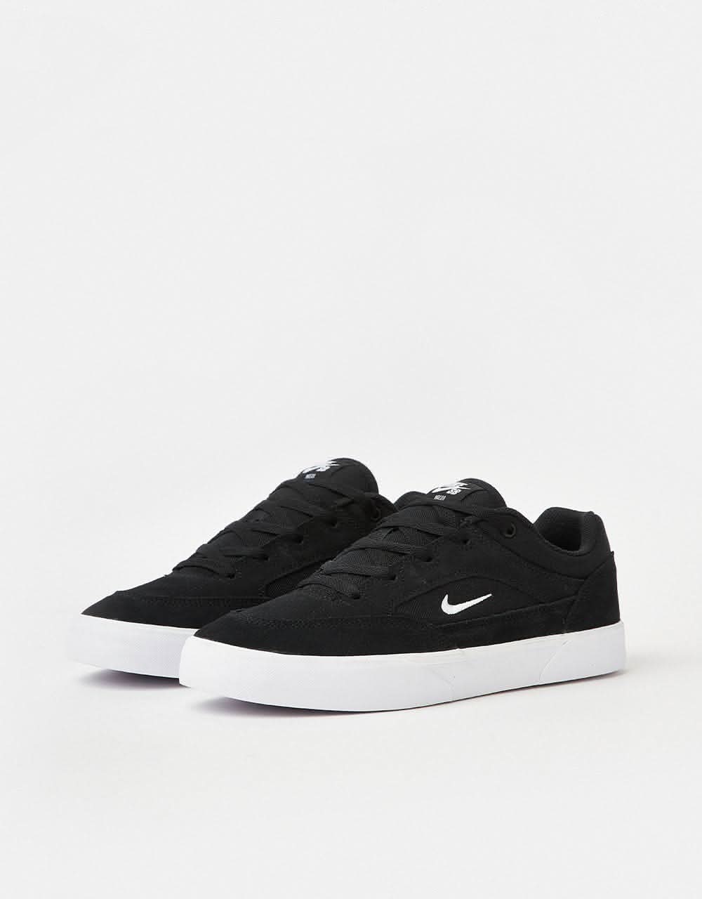 Nike SB Malor Skate Shoes - Black/White-Black-White - Image 4