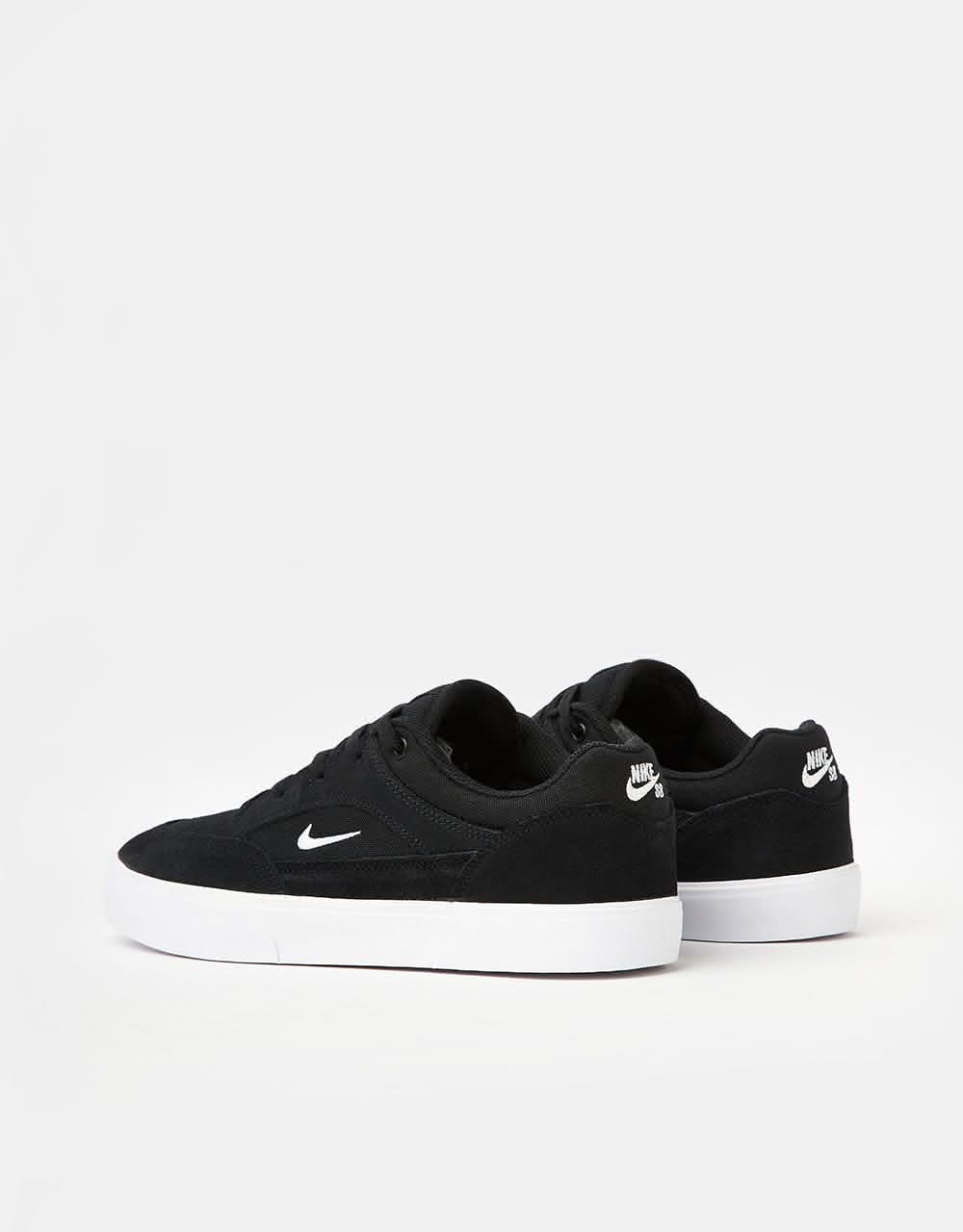 Nike SB Malor Skate Shoes - Black/White-Black-White - Image 7