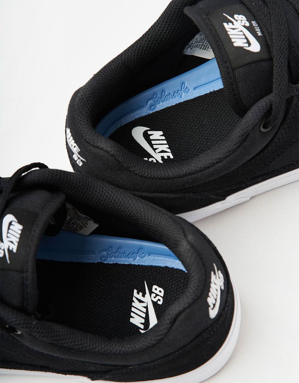 Nike SB Malor Skate Shoes - Black/White-Black-White - Image 8