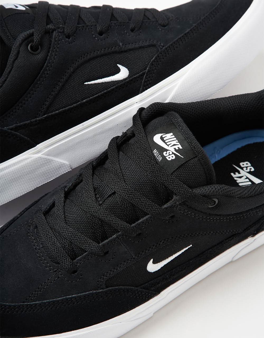 Nike SB Malor Skate Shoes - Black/White-Black-White - Image 9