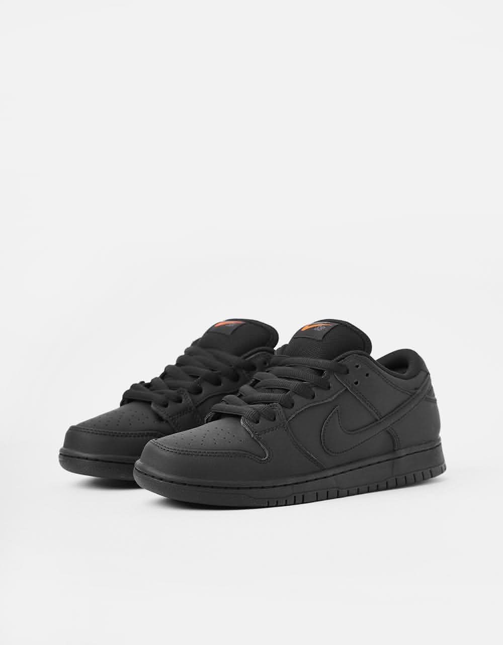 Nike SB 'Orange Label' Dunk Low Pro ISO Skate Shoes - Black/Black-Black - Image 3