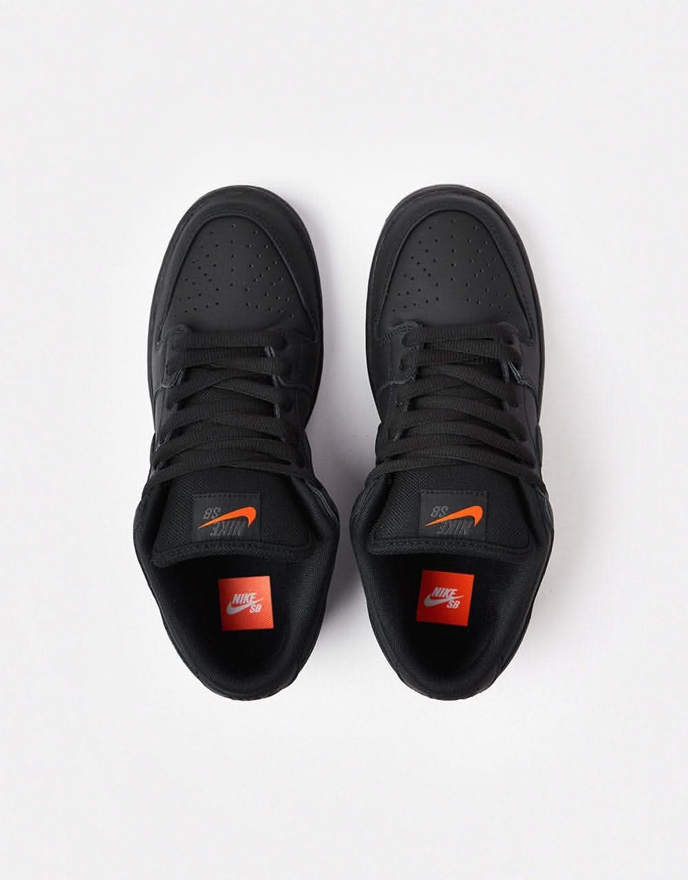 Nike SB 'Orange Label' Dunk Low Pro ISO Skate Shoes - Black/Black-Black - Image 5