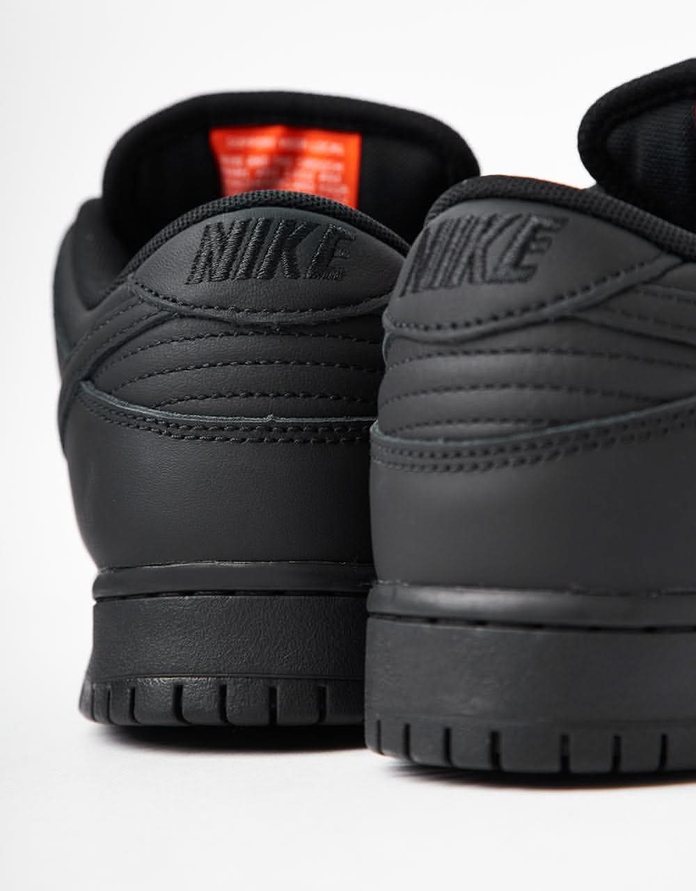 Nike SB 'Orange Label' Dunk Low Pro ISO Skate Shoes - Black/Black-Black - Image 6