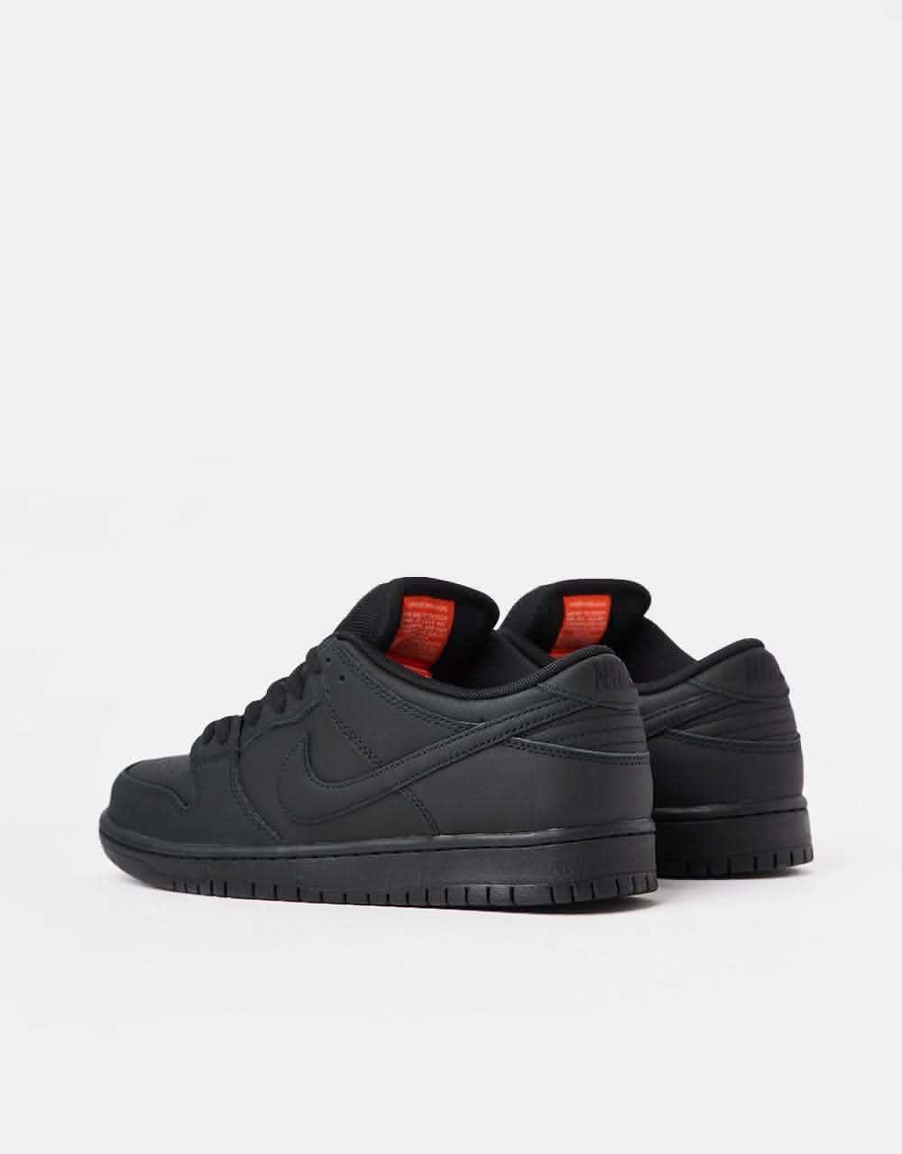 Nike SB 'Orange Label' Dunk Low Pro ISO Skate Shoes - Black/Black-Black - Image 7