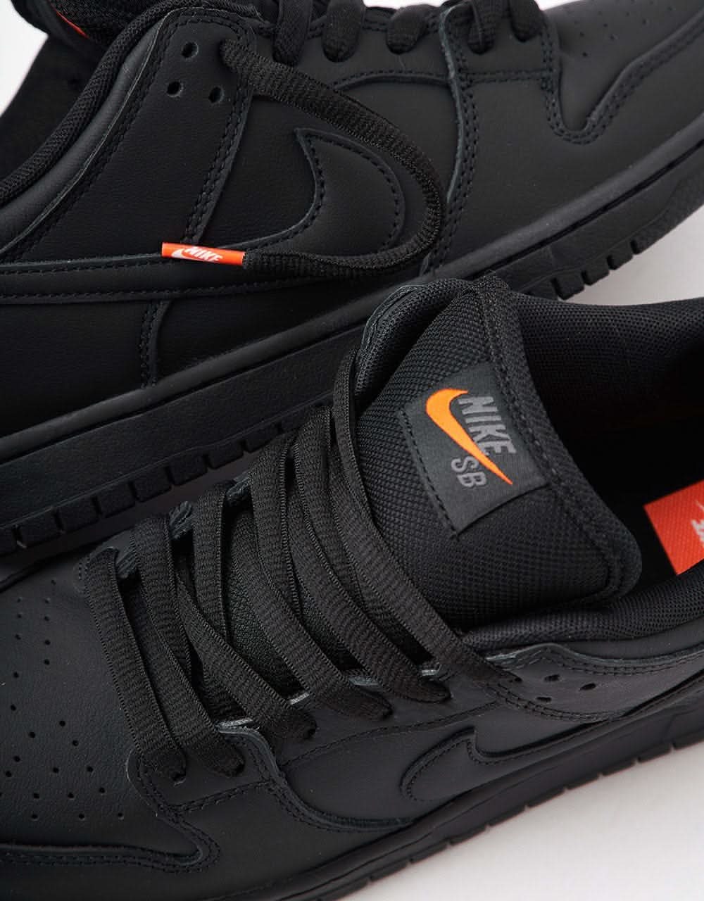 Nike SB 'Orange Label' Dunk Low Pro ISO Skate Shoes - Black/Black-Black - Image 8