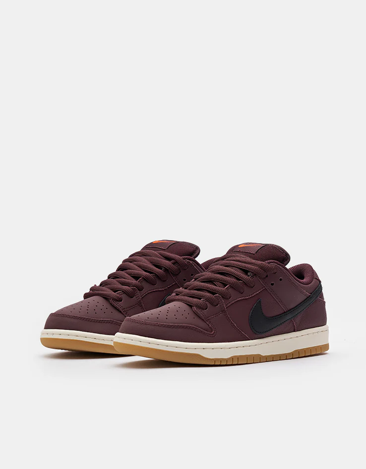 Nike SB 'Orange Label' Dunk Low Pro ISO Skate Shoes - Burgundy Crush/Black-Mystic Dates-Sail - Image 3