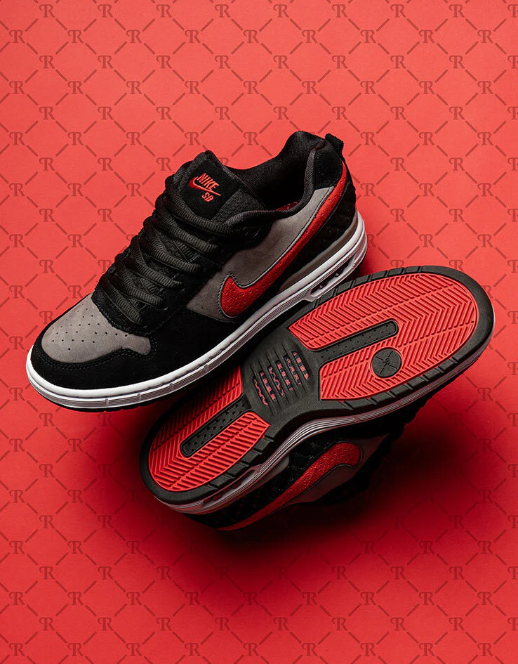 Nike SB Paul Rodriguez Zoom Air Low Skate Shoes - Black/Varsity Red-Flint Grey-Black - Image 2