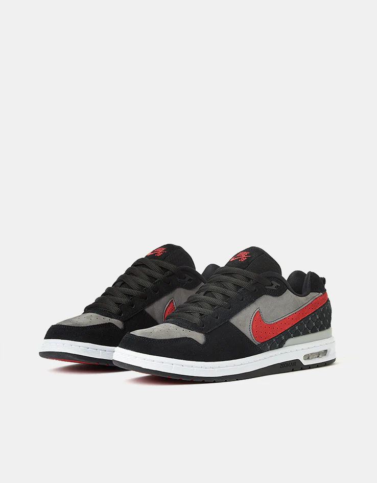 Nike SB Paul Rodriguez Zoom Air Low Skate Shoes - Black/Varsity Red-Flint Grey-Black - Image 3