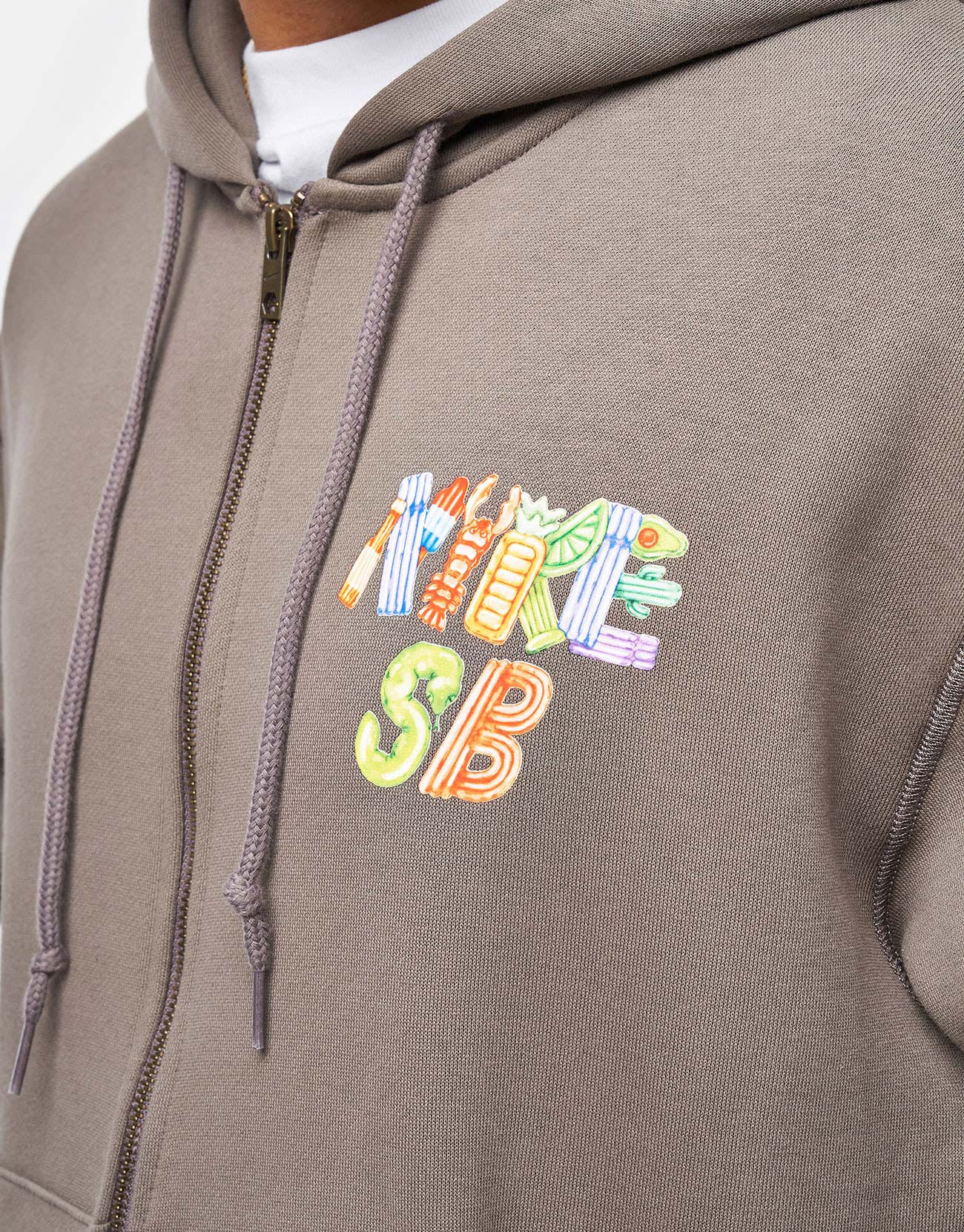 Nike SB Pool Airs Zip Hoodie - Cave Stone/White - Image 2