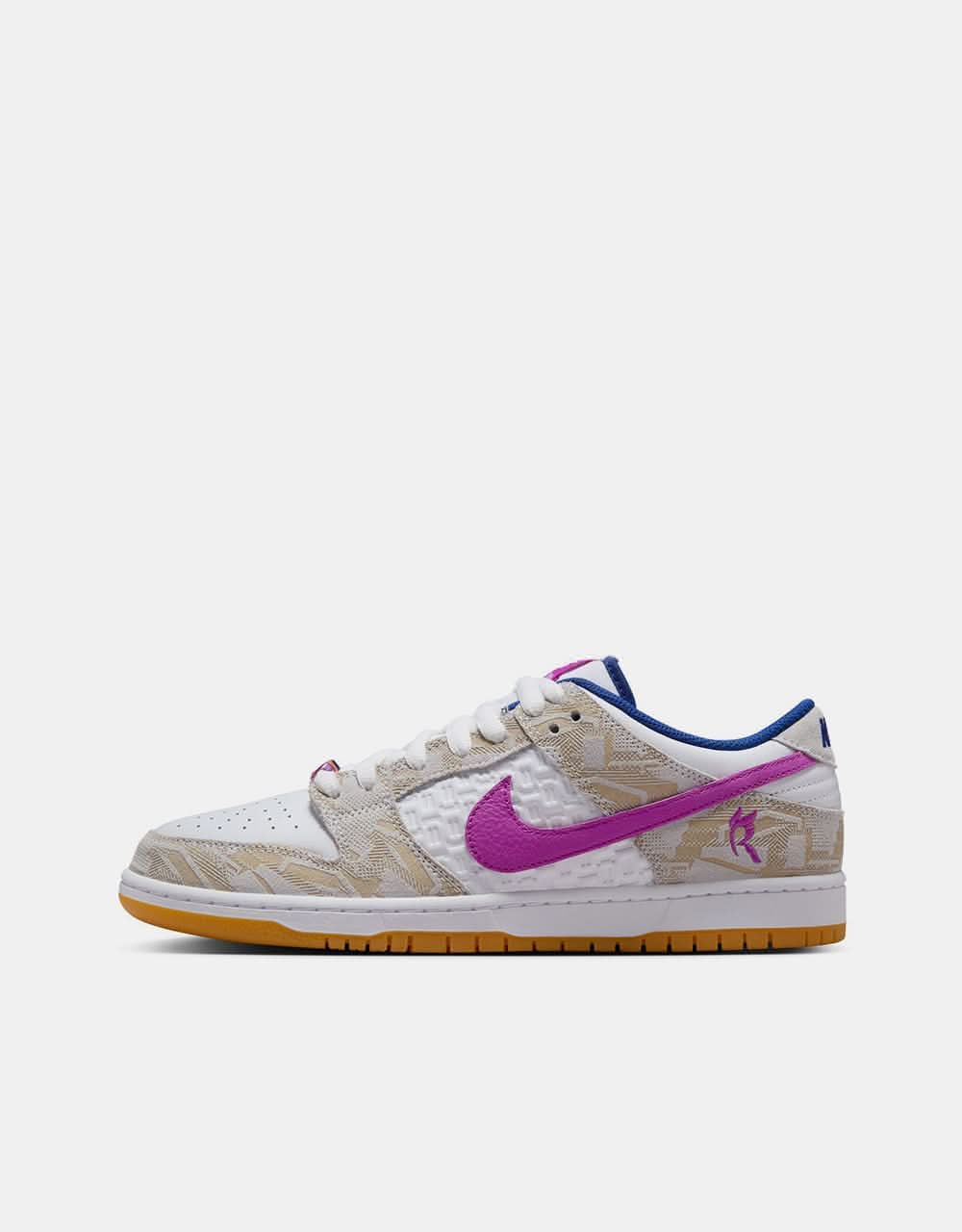 Nike SB 'Rayssa' Dunk Low Premium QS Skate Shoes - Pure Platinum/Deep Royal Blue/Vivid Purple/White/Gum Yellow - Image 3
