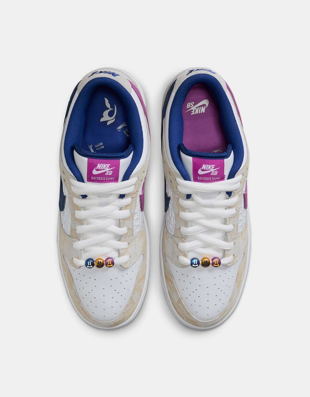 Nike SB 'Rayssa' Dunk Low Premium QS Skate Shoes - Pure Platinum/Deep Royal Blue/Vivid Purple/White/Gum Yellow - Image 4