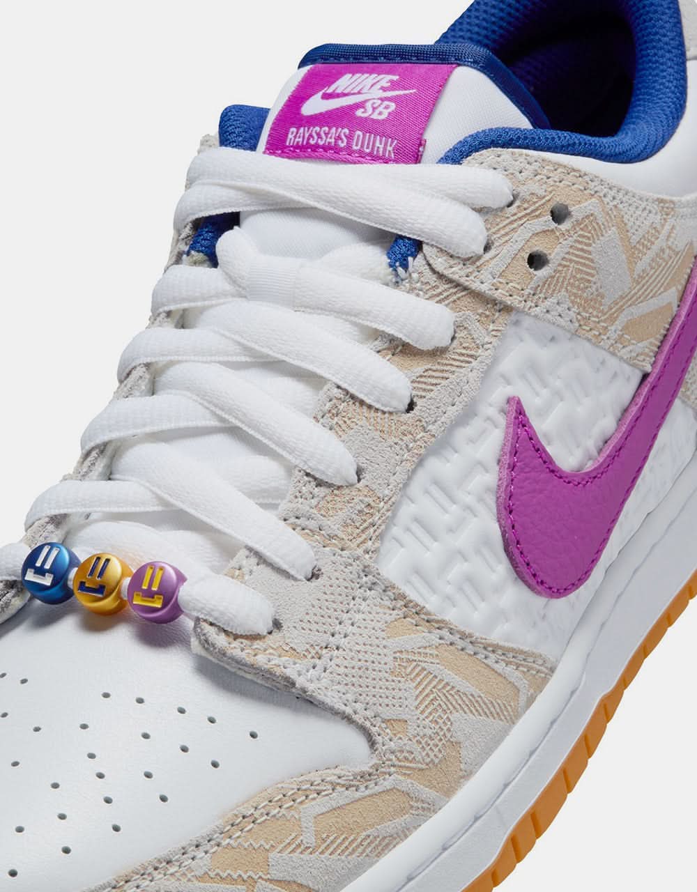 Nike SB 'Rayssa' Dunk Low Premium QS Skate Shoes - Pure Platinum/Deep Royal Blue/Vivid Purple/White/Gum Yellow - Image 5