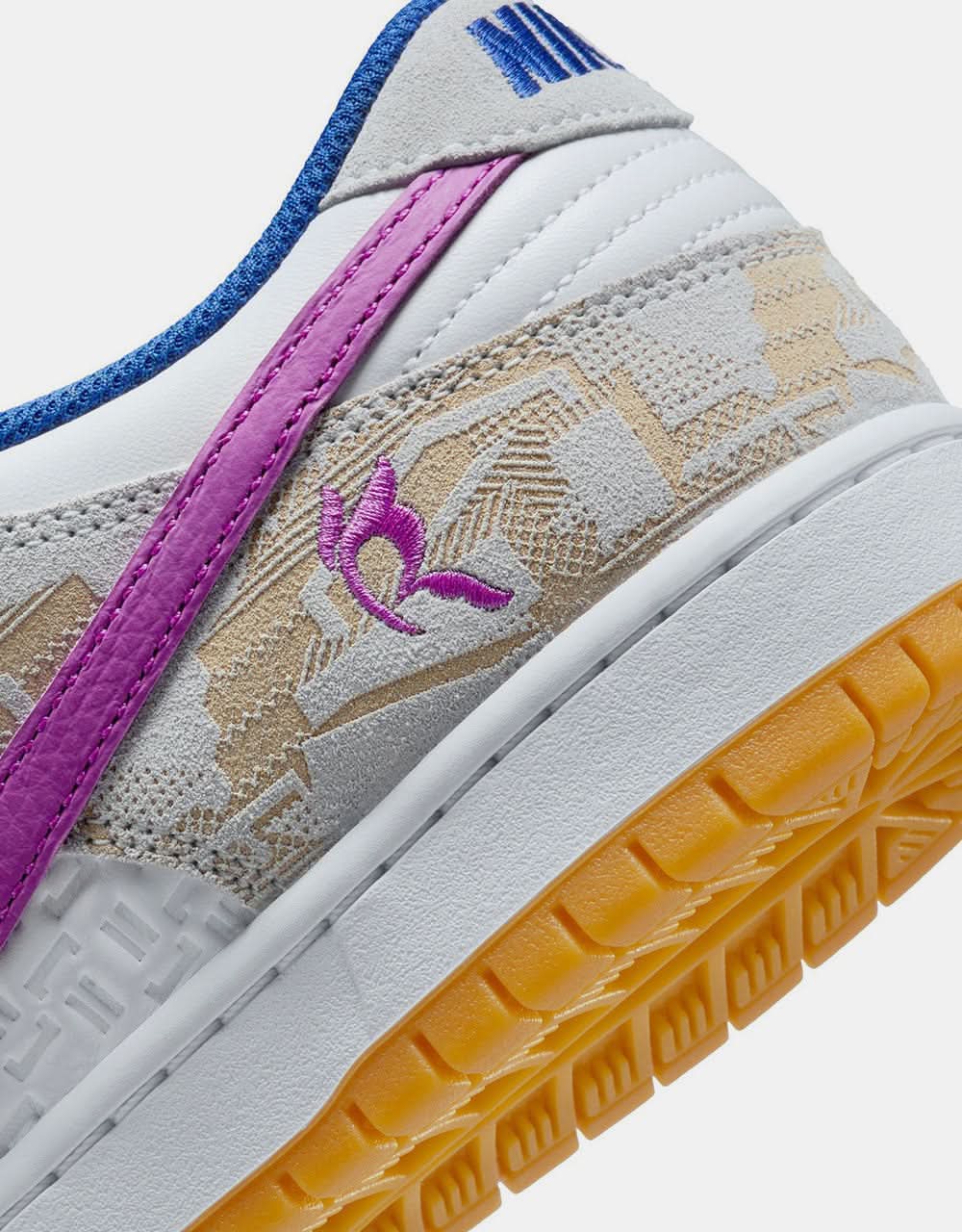 Nike SB 'Rayssa' Dunk Low Premium QS Skate Shoes - Pure Platinum/Deep Royal Blue/Vivid Purple/White/Gum Yellow - Image 7