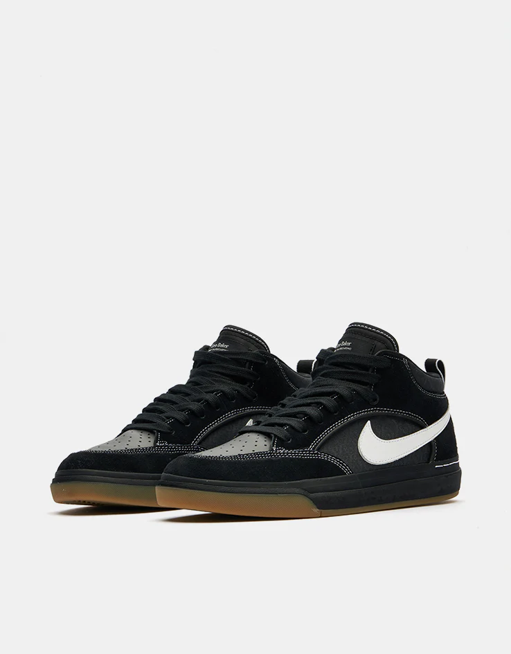 Nike SB React Leo Skate Shoes - Black/White-Black-Gum Light Brown - Image 3