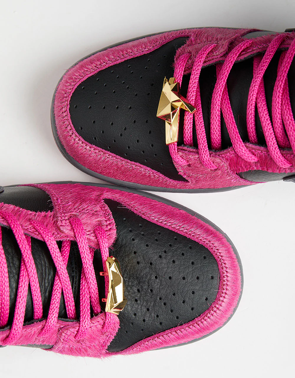 Nike SB 'Run the Jewels' Dunk High QS Skate Shoes - Active Pink/Black-Metallic Gold - Image 4