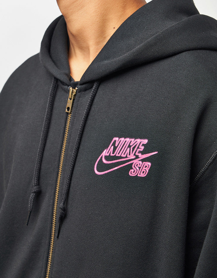 Nike SB SK8 Fiend Full Zip Hoodie - Black/White - Image 4