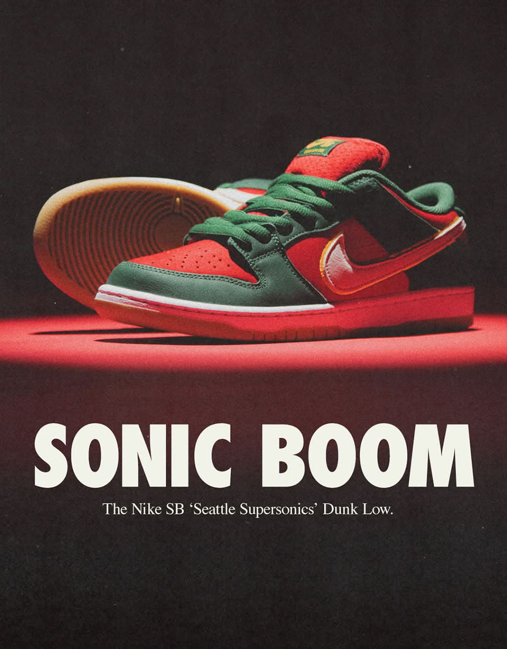 Nike SB 'Seattle SuperSonics' Dunk Low Pro Premium Skate Shoes - Fir/White-University Gold-Fire Red - Image 15