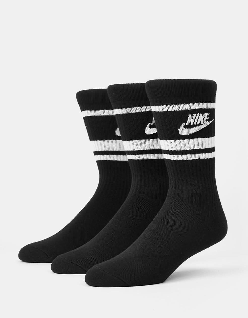 Nike Dri-FIT Everyday Essential 3 Pack Crew Socks - Black/White
