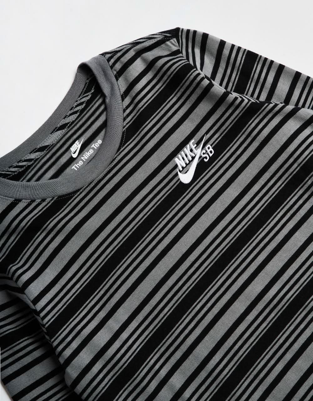 Nike SB Striped L/S Kids T-Shirt - Black/Smoke Grey - Image 2