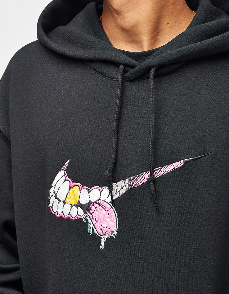 Nike SB Swoosh Grill Pullover Hoodie - Black/White - Image 3