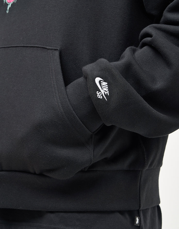 Nike SB Swoosh Grill Pullover Hoodie - Black/White - Image 4
