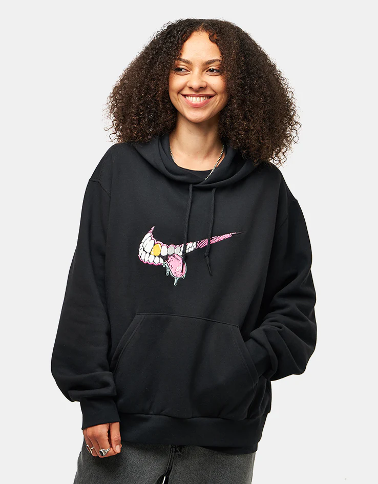 Nike SB Swoosh Grill Pullover Hoodie - Black/White - Image 5