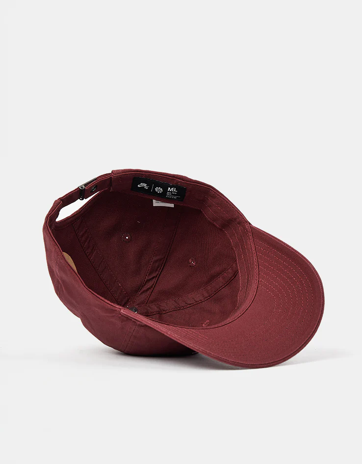 Nike SB Unstructured Flat Bill Cap - Dark Team Red/White - Image 5