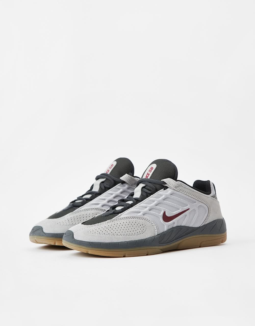 Nike SB Vertebrae Skate Shoes - Lt Smoke Grey/Dark Team Red - Image 4