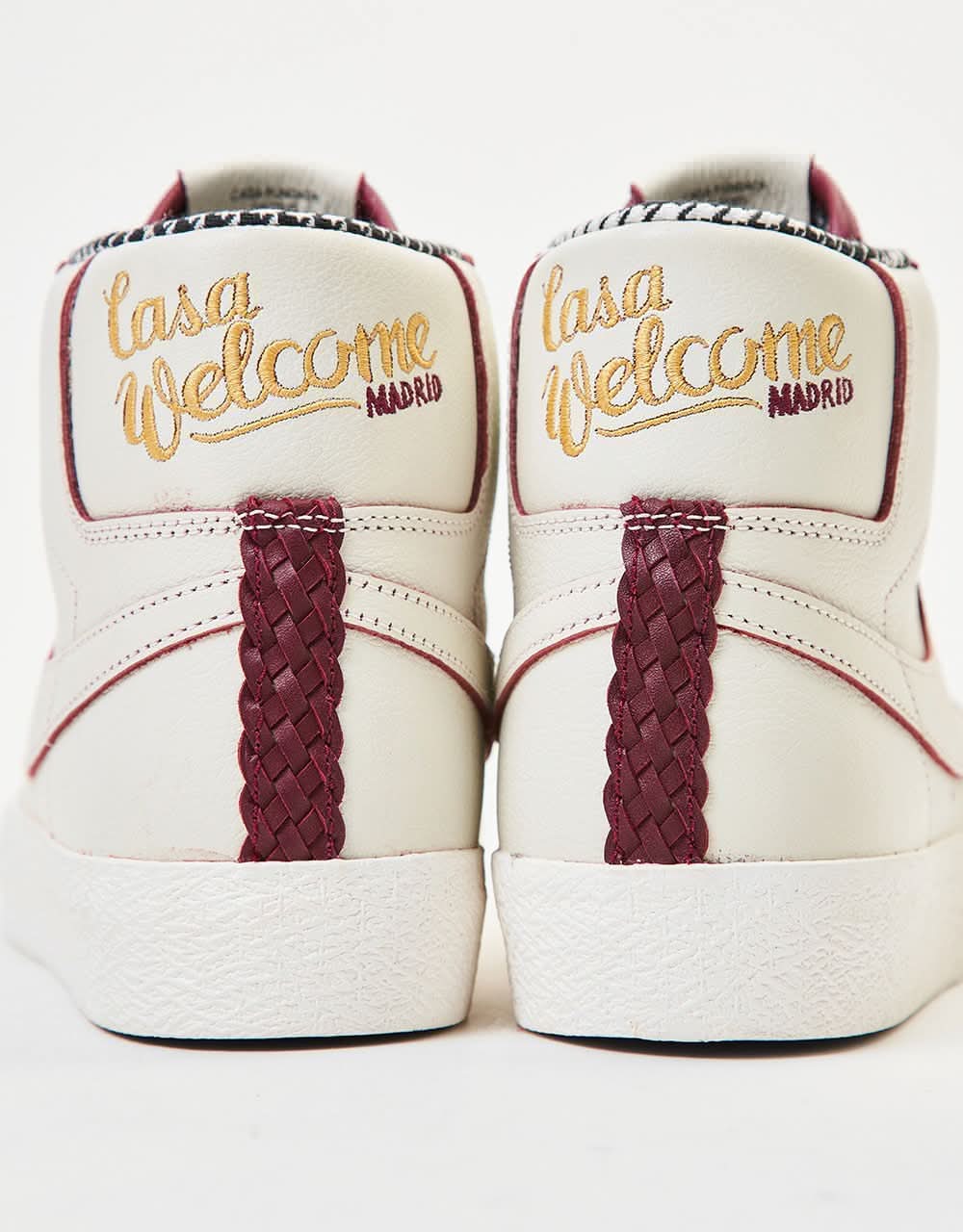 Nike SB 'Welcome Madrid' Zoom Blazer Mid QS Skate Shoes - Sail/Dark Beetroot-White - Image 7