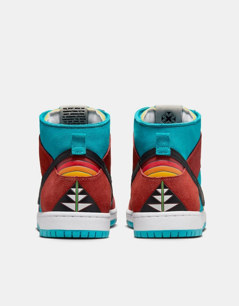 Nike SB x Di'Orr Greenwood 'Navajo Arts' Dunk Hi Decon QS Skate Shoes - Turquoise Blue/Black-Rugged Orange - Image 3