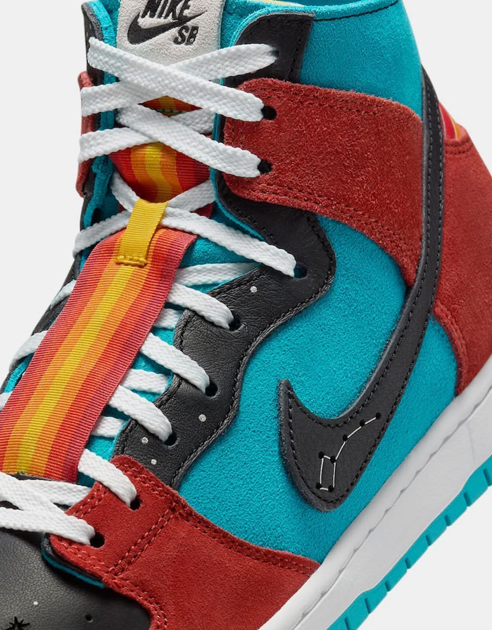Nike SB x Di'Orr Greenwood 'Navajo Arts' Dunk Hi Decon QS Skate Shoes - Turquoise Blue/Black-Rugged Orange - Image 6