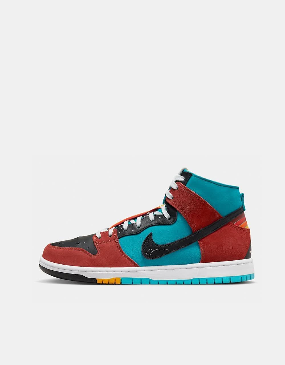 Nike SB x Di'Orr Greenwood 'Navajo Arts' Dunk Hi Decon QS Skate Shoes - Turquoise Blue/Black-Rugged Orange - Image 7