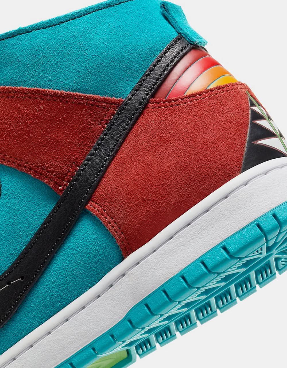 Nike SB x Di'Orr Greenwood 'Navajo Arts' Dunk Hi Decon QS Skate Shoes - Turquoise Blue/Black-Rugged Orange - Image 9