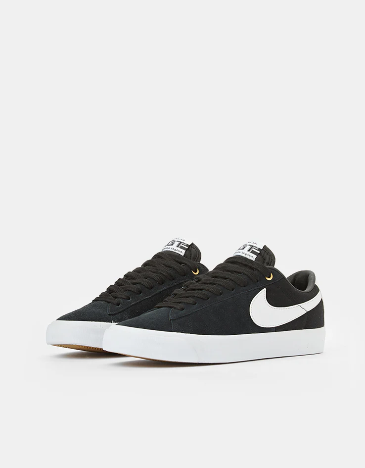 Nike SB Zoom Blazer Low Pro GT Skate Shoes - Black/White-Black-Gum Light Brown - Image 3