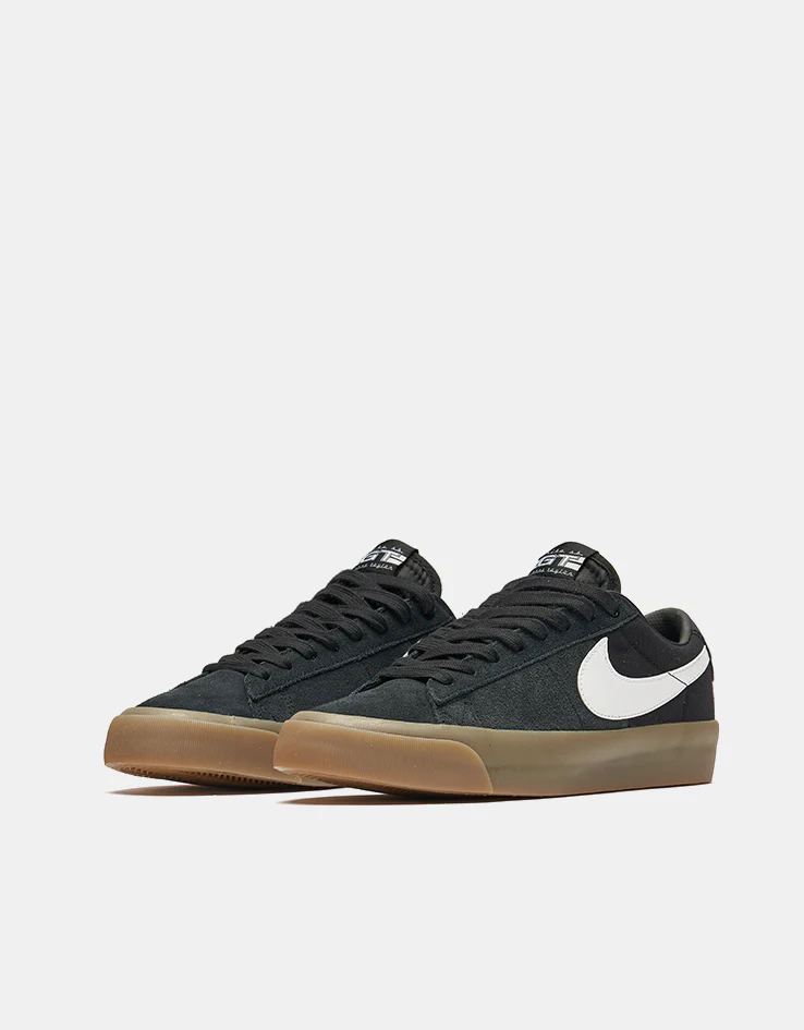 Nike SB Zoom Blazer Low Pro GT Skate Shoes - Black/White-Black-White - Image 3