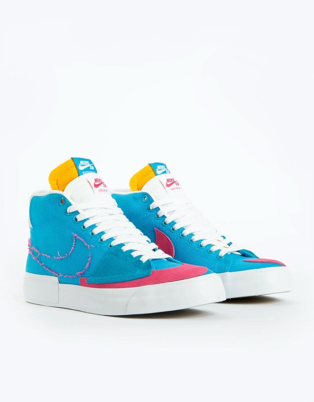 Nike SB Zoom Blazer Mid Edge Skate Shoes - Laser Blue/Watermelon-University Gold - Image 2