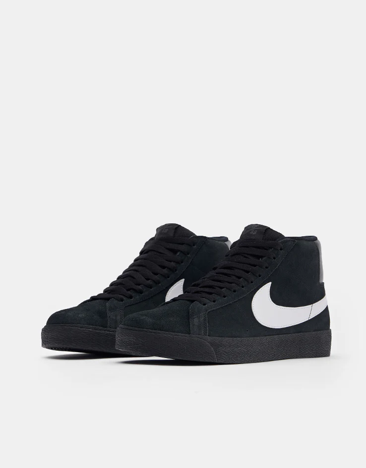 Nike SB Zoom Blazer Mid Skate Shoes - Black/White-Black-Black - Image 3