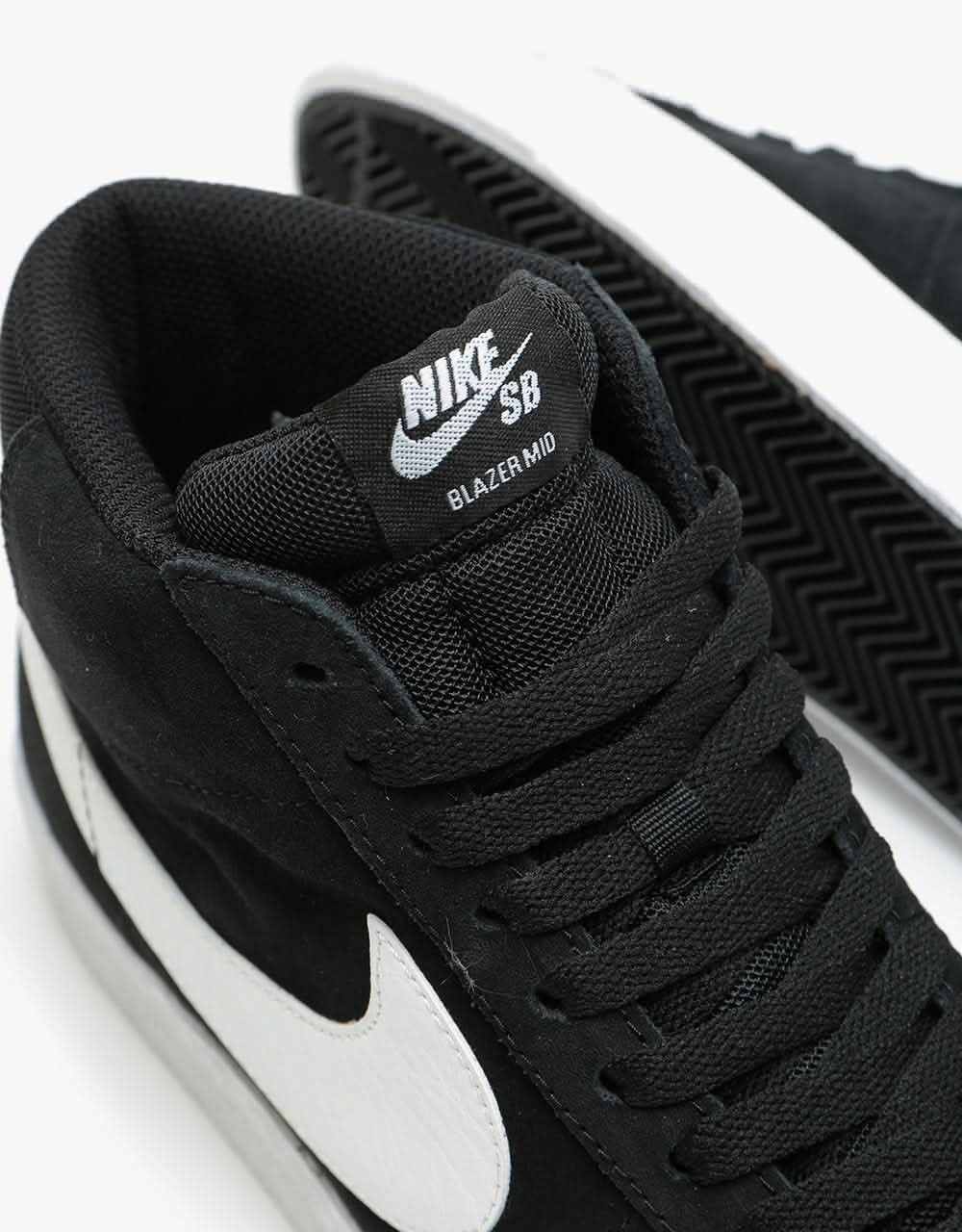 Nike SB Zoom Blazer Mid Skate Shoes - Black/White-White-White - Image 4