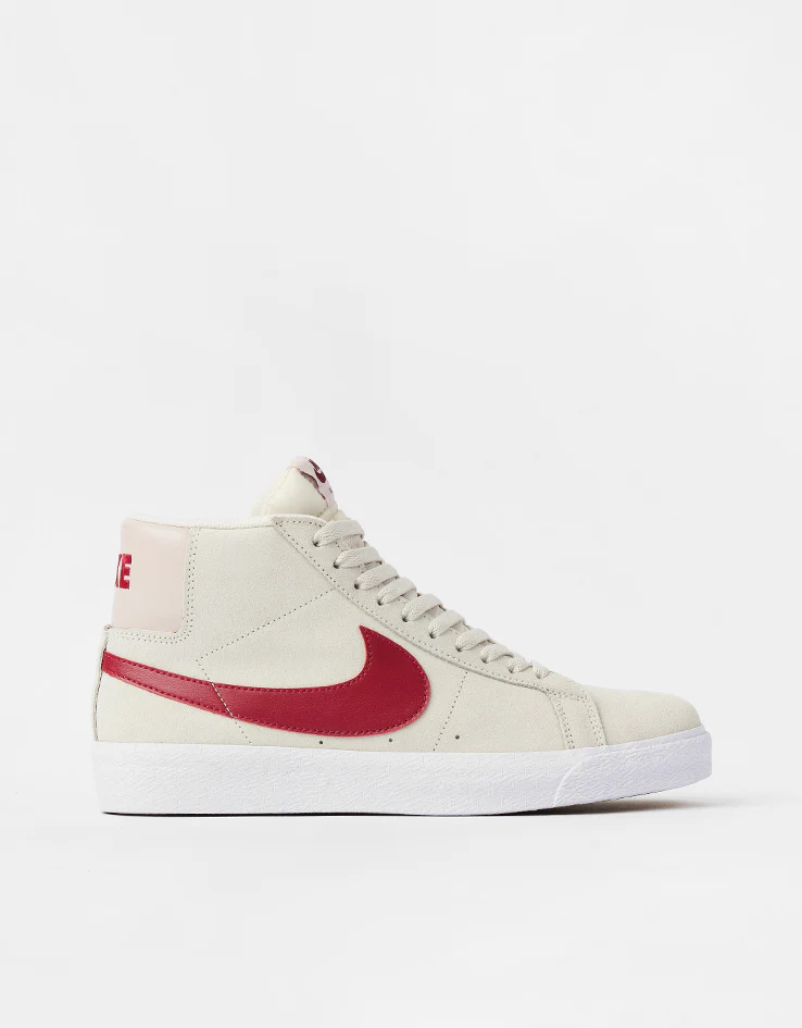Nike SB Zoom Blazer Mid Skate Shoes - Pale Ivory/Noble Red-Silt Red-White